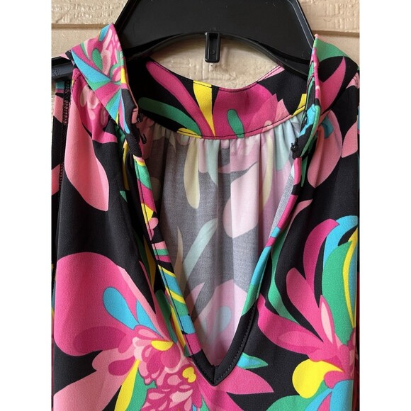 Trina Turk womens Short Halter Mini Dress sz Medium Hana Hou Floral Jersey $168 - Picture 8 of 9